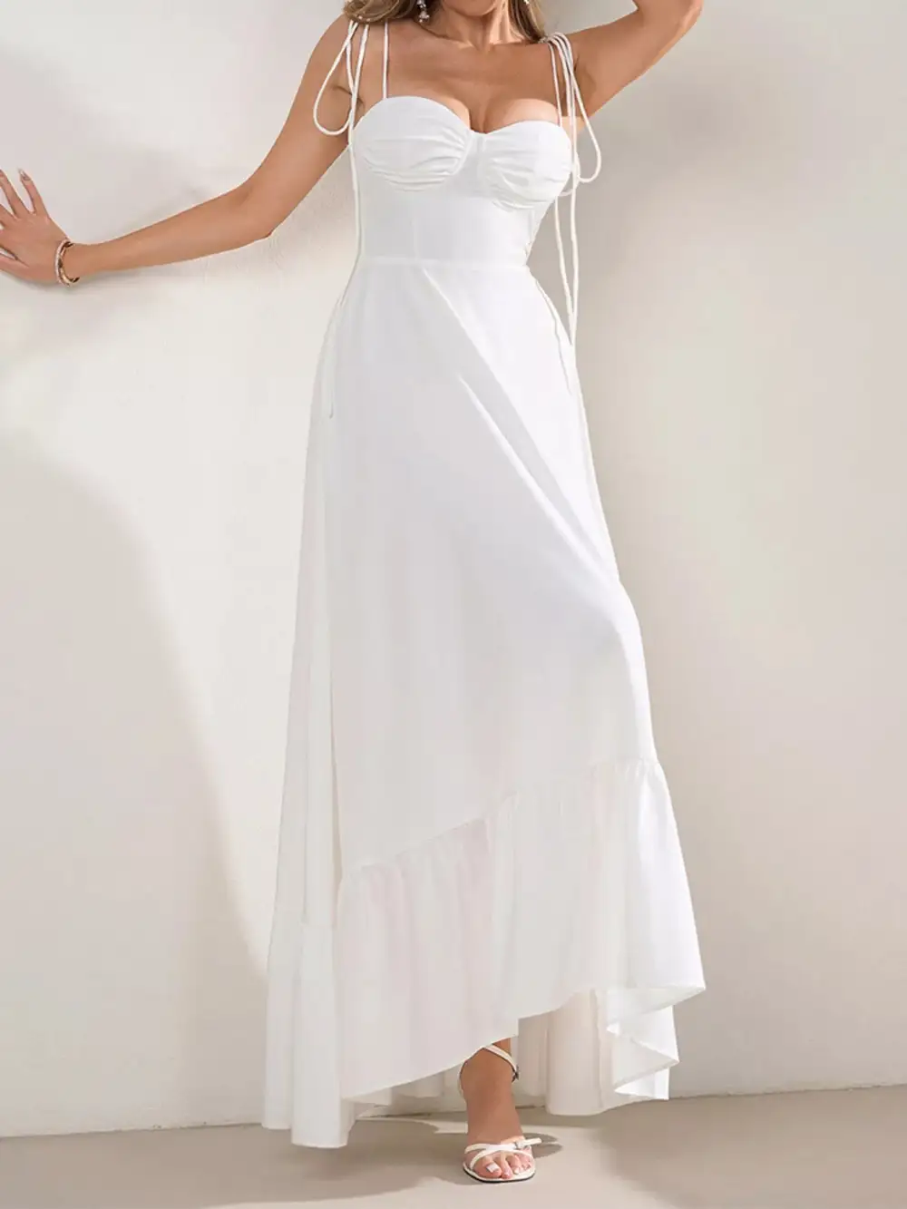 Structured Shape Ruffle Maxi Dress