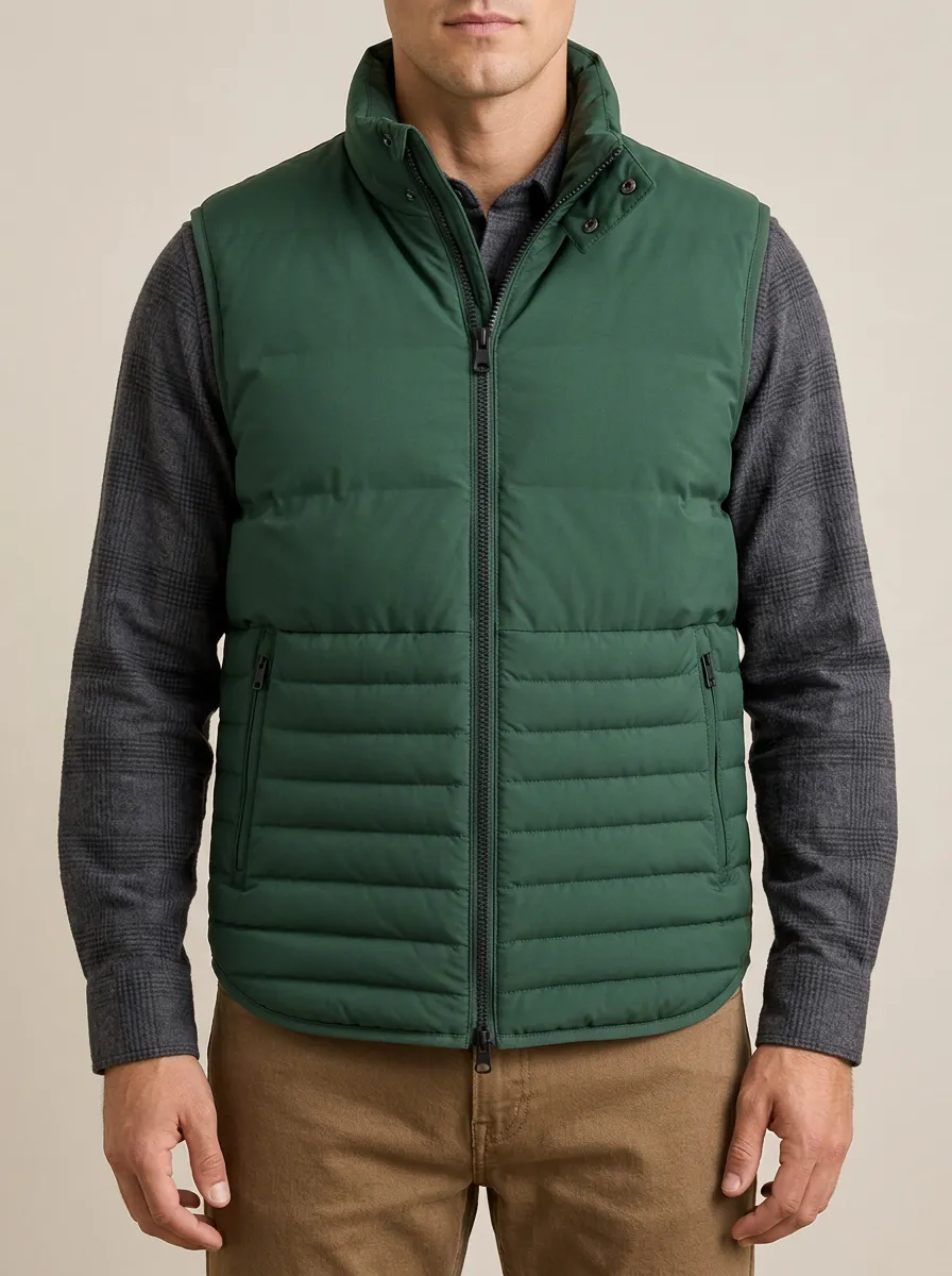 Men's Green Quilted Insulated Down Vest