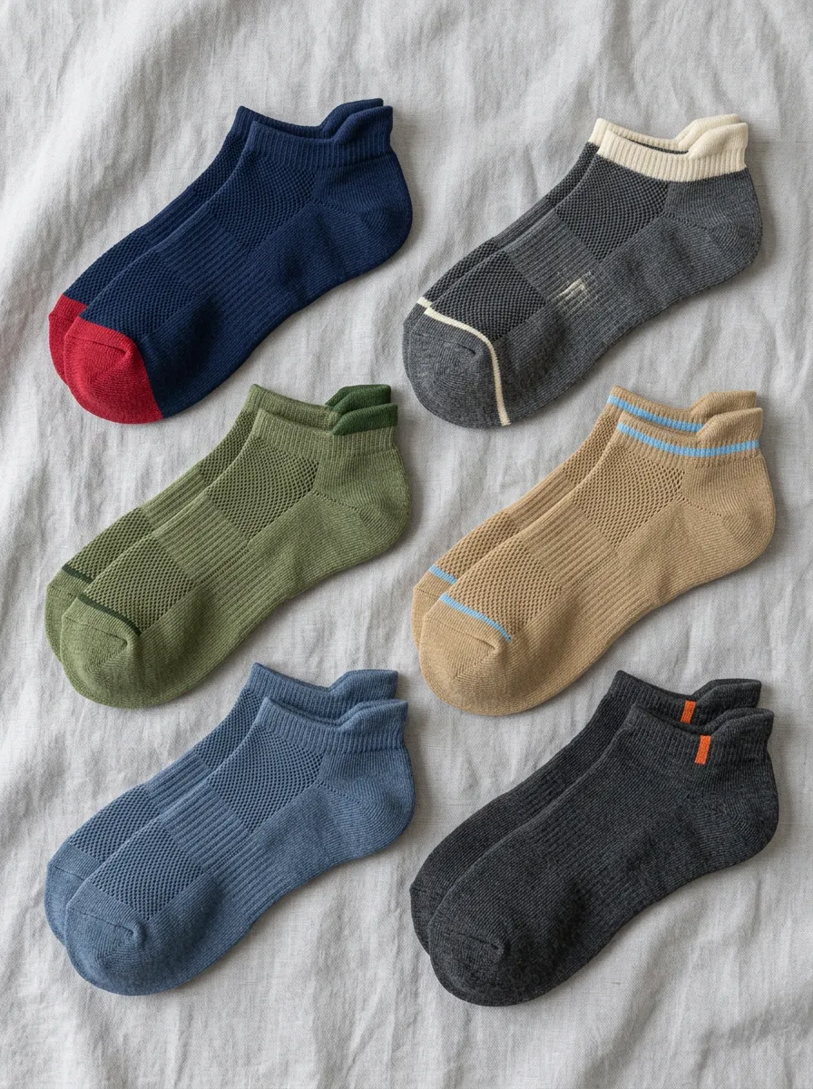 Men's Six Pack Ankle Socks Set with Breathable Detail