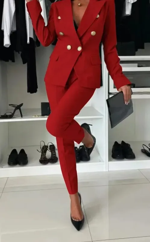 Double-breasted Blazer Suit
