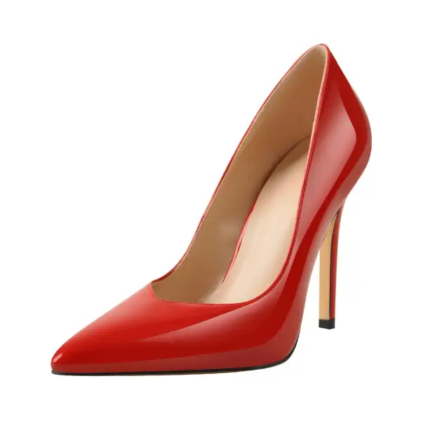 Contemporary Patent Finish Pointed Toe Stiletto Pumps
