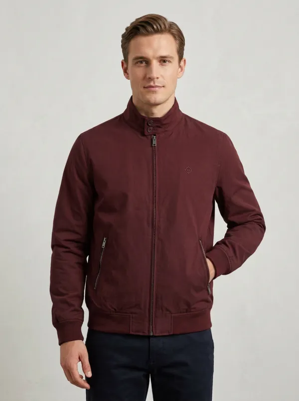 Men's Casual Minimalist Navy Stand Collar Zip-up Jacket