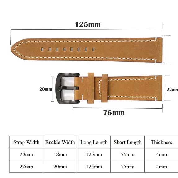 Leather Watch Band Replacement Strap with Silver Buckle Multi Colors
