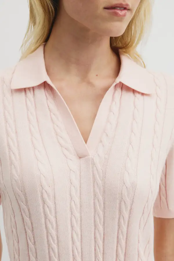 Women's Cable Knit Polo Shirt