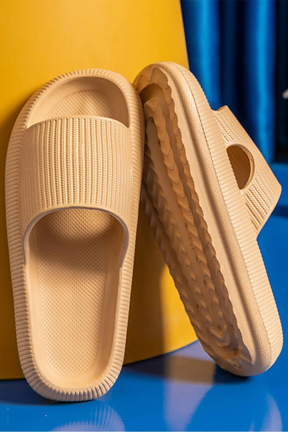 Hollow Out Thick Soled Slip On Slide Slippers