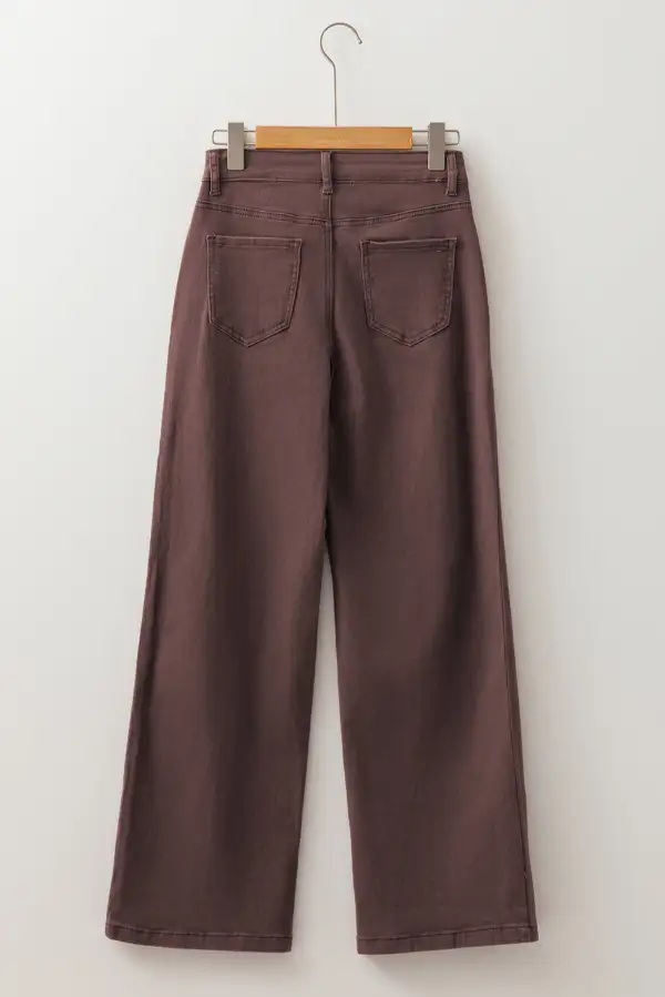 High-Waist Pocketed Straight Leg Jeans