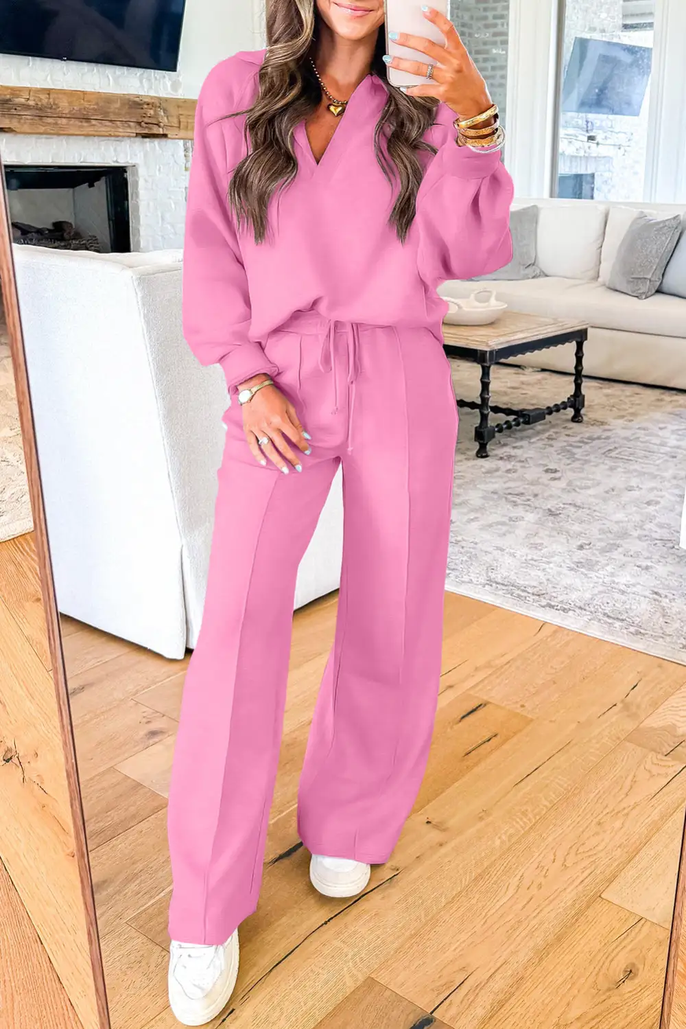 Pullover Drawstring Soft Pants Lounge Set