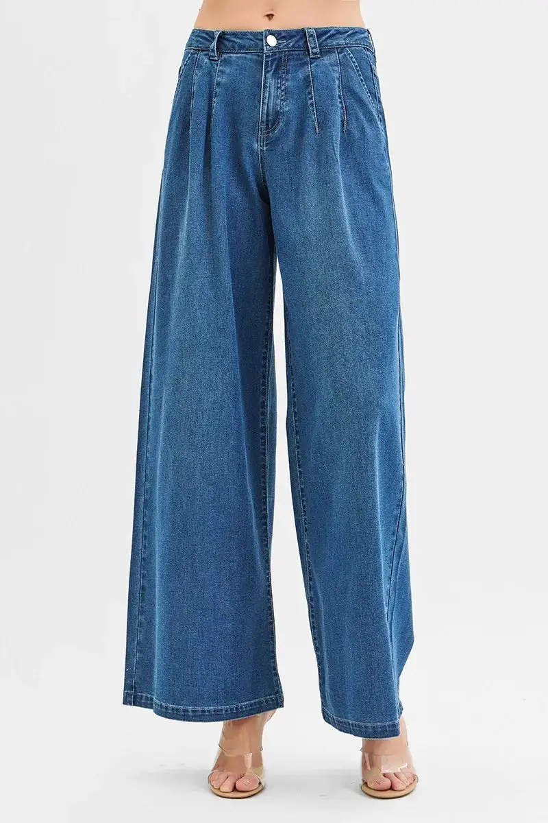Easy Mid Rise Wide Leg Denim Jeans