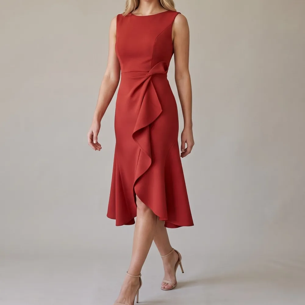 Draped Asymmetric Midi Dress