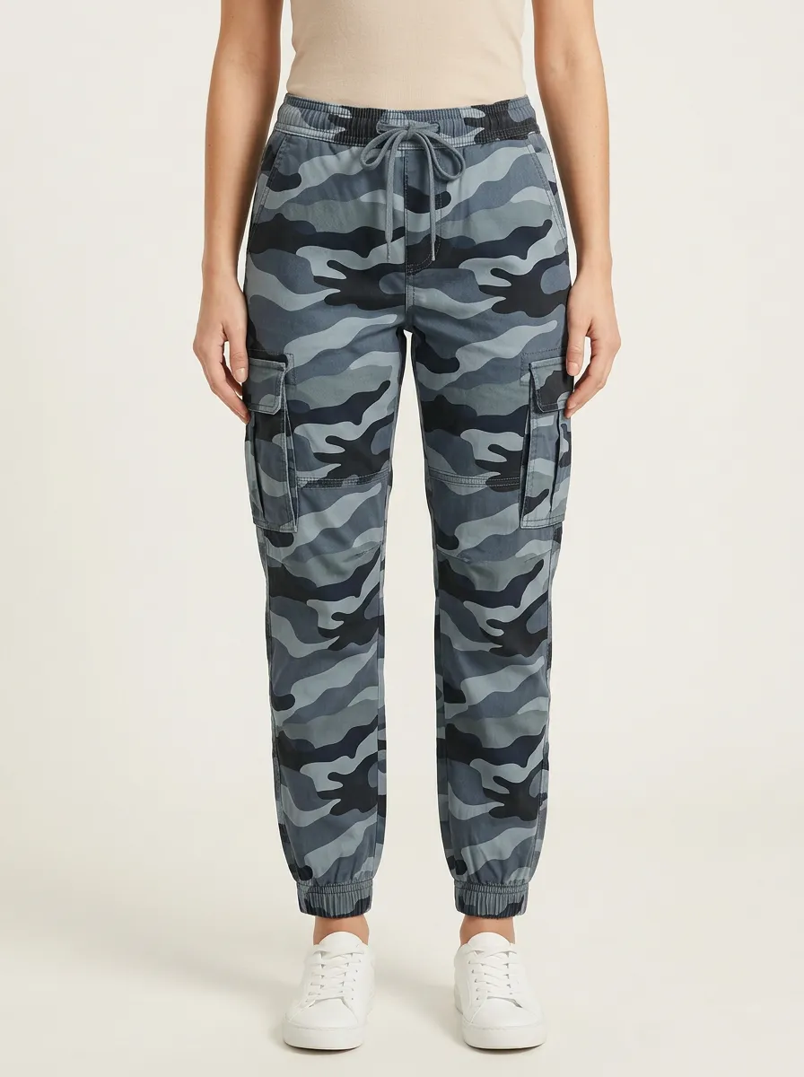 Women's Camouflage Mid-Rise Cargo Joggers