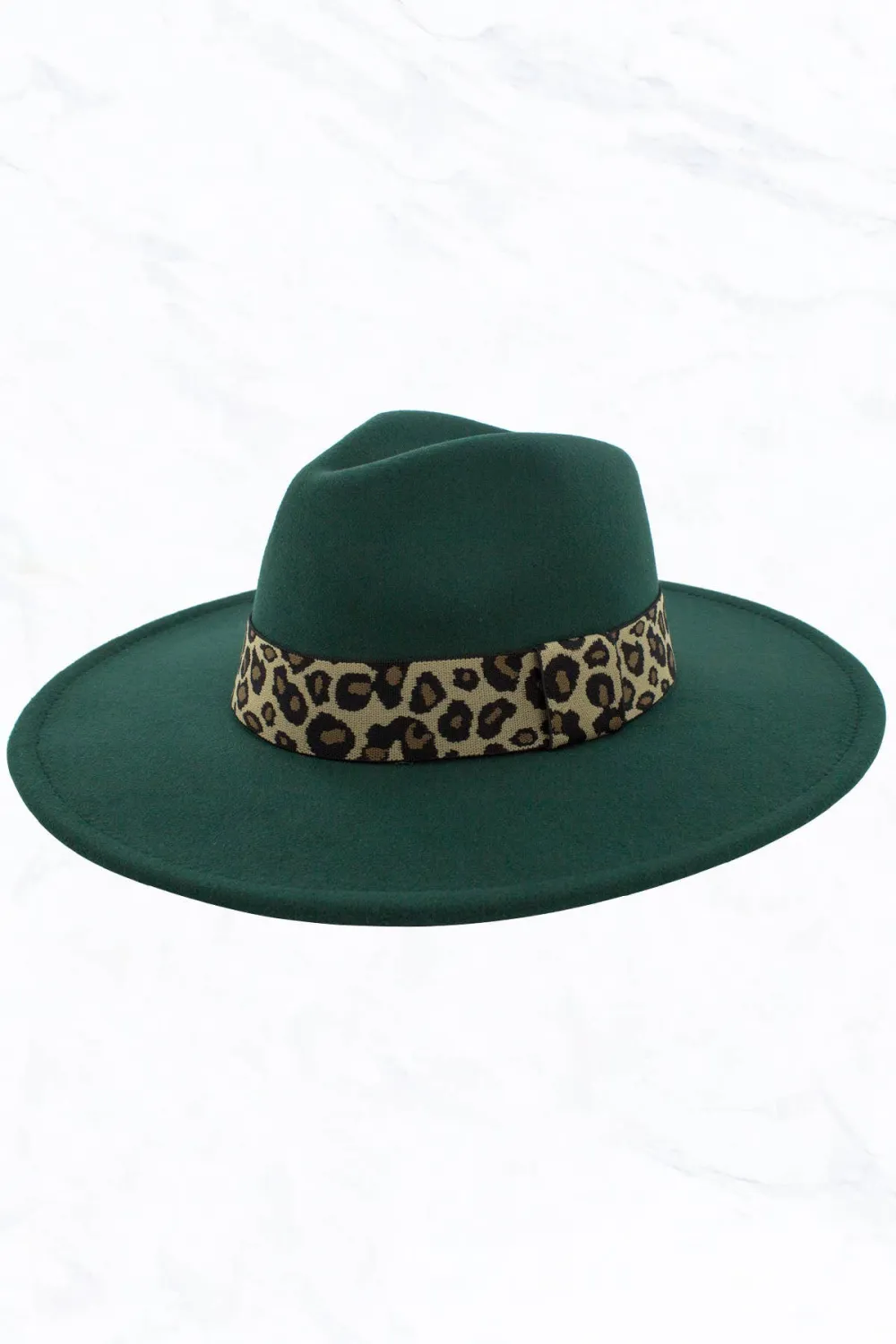 Big Brim Peach Heart Top Jazz Hat Wide Leopard Belt