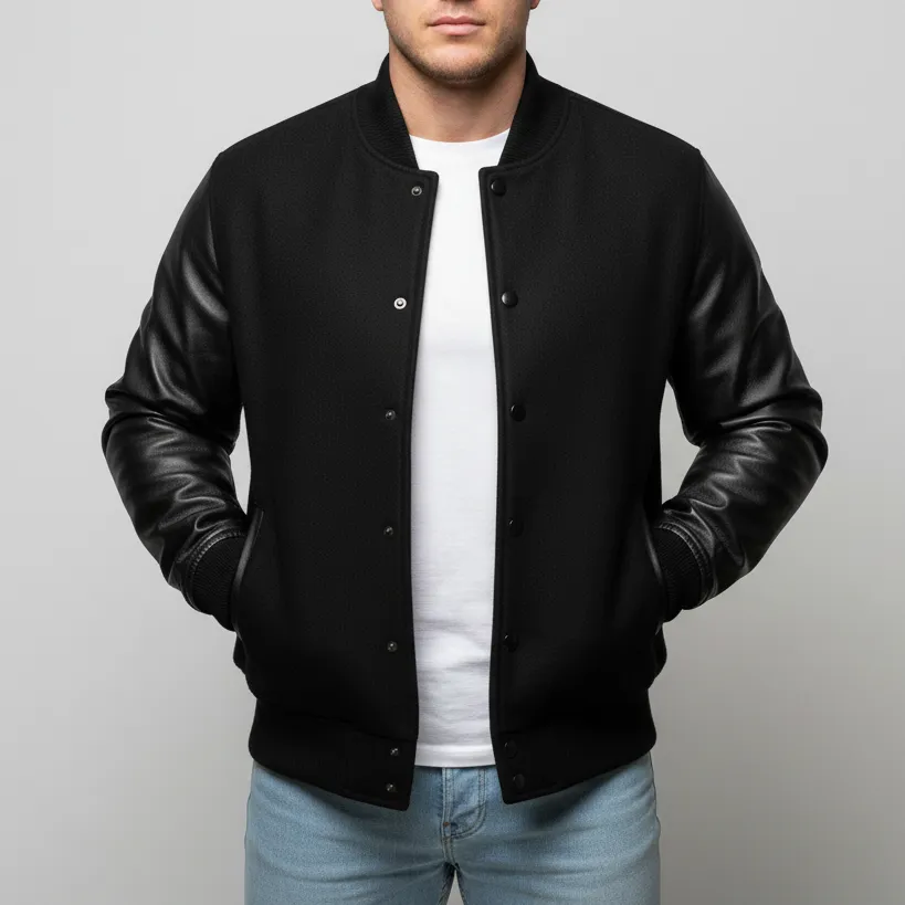 Tonal Wool Letterman Jacket