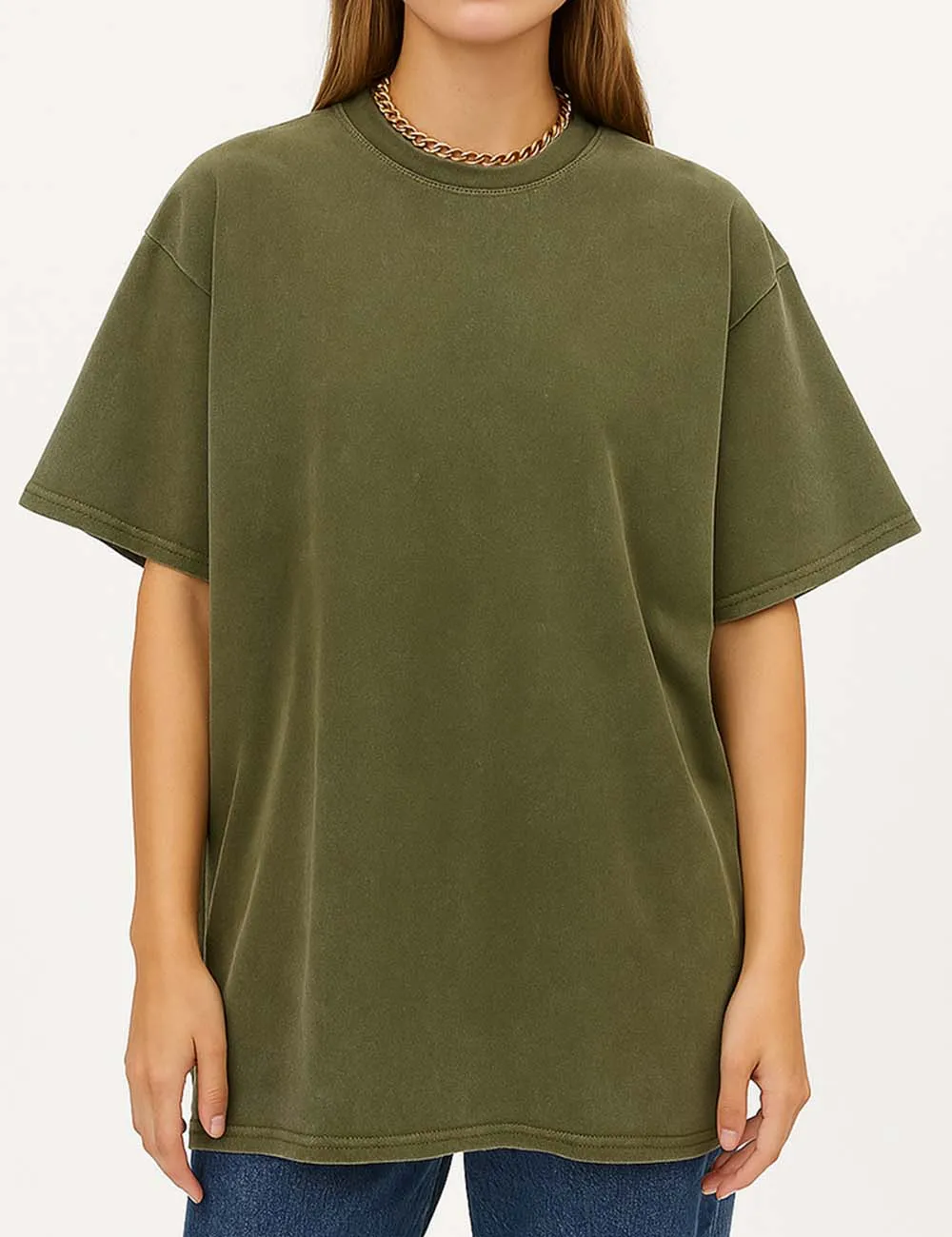 Round Neck Washed Distressed Dropped Shoulder T-shirt