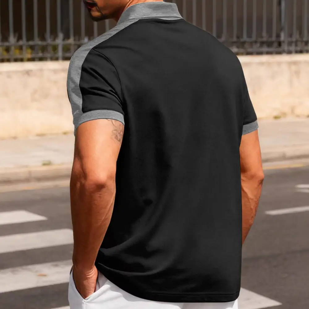 Vintage Contrast Trim Button Placket Polo Shirt