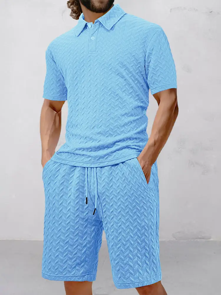 Casual Jacquard Textured Matching Set