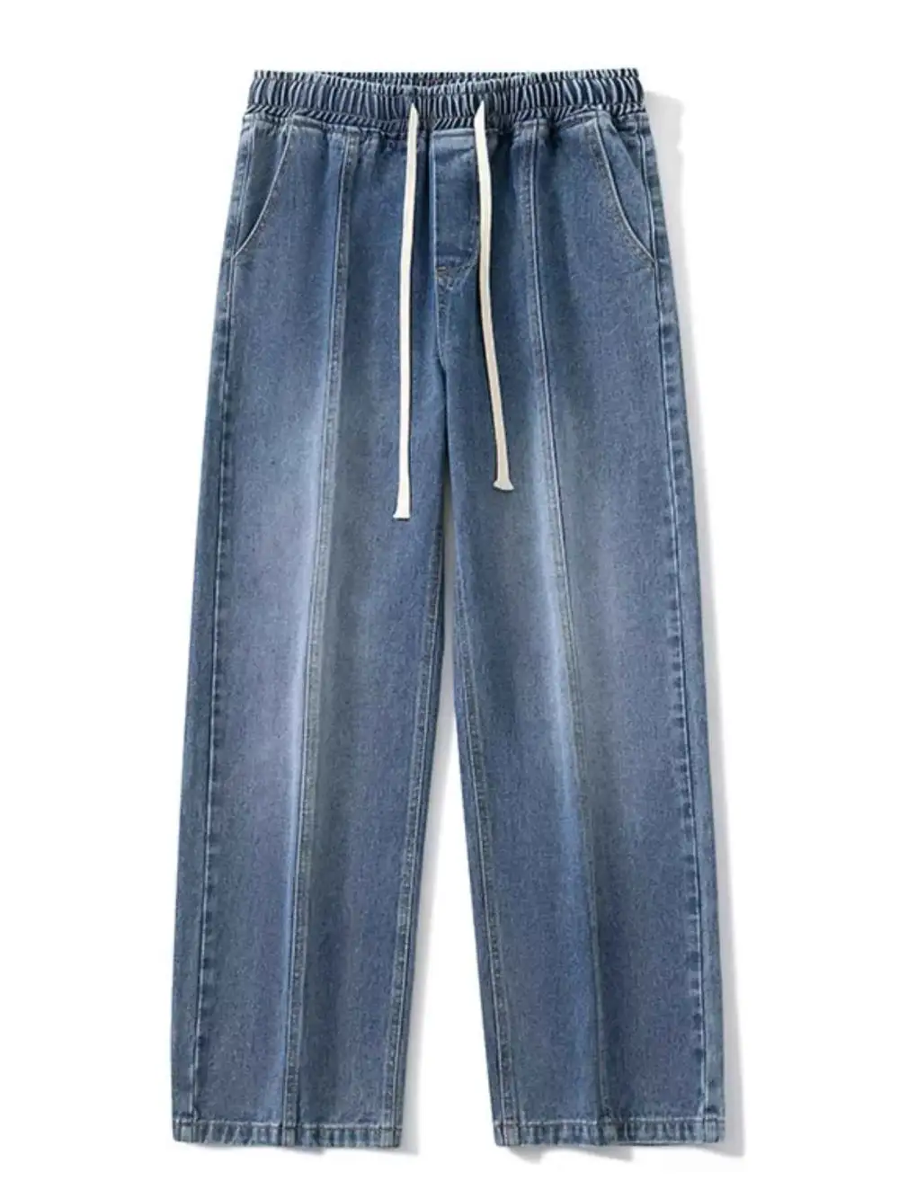 Relaxed Fit Wide Leg Drawstring Jeans