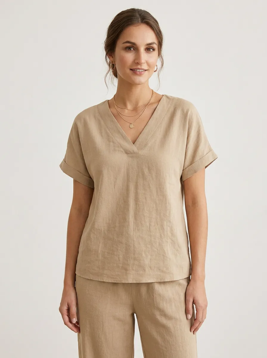 Travel-Ready Women's V-Neck Casual Lounge Set
