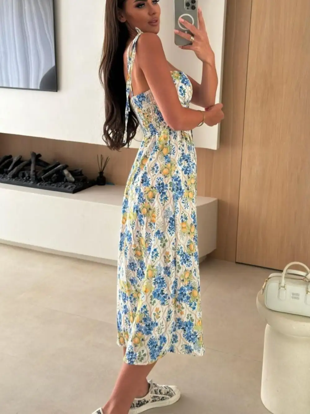 Drape Striped Midi Dress