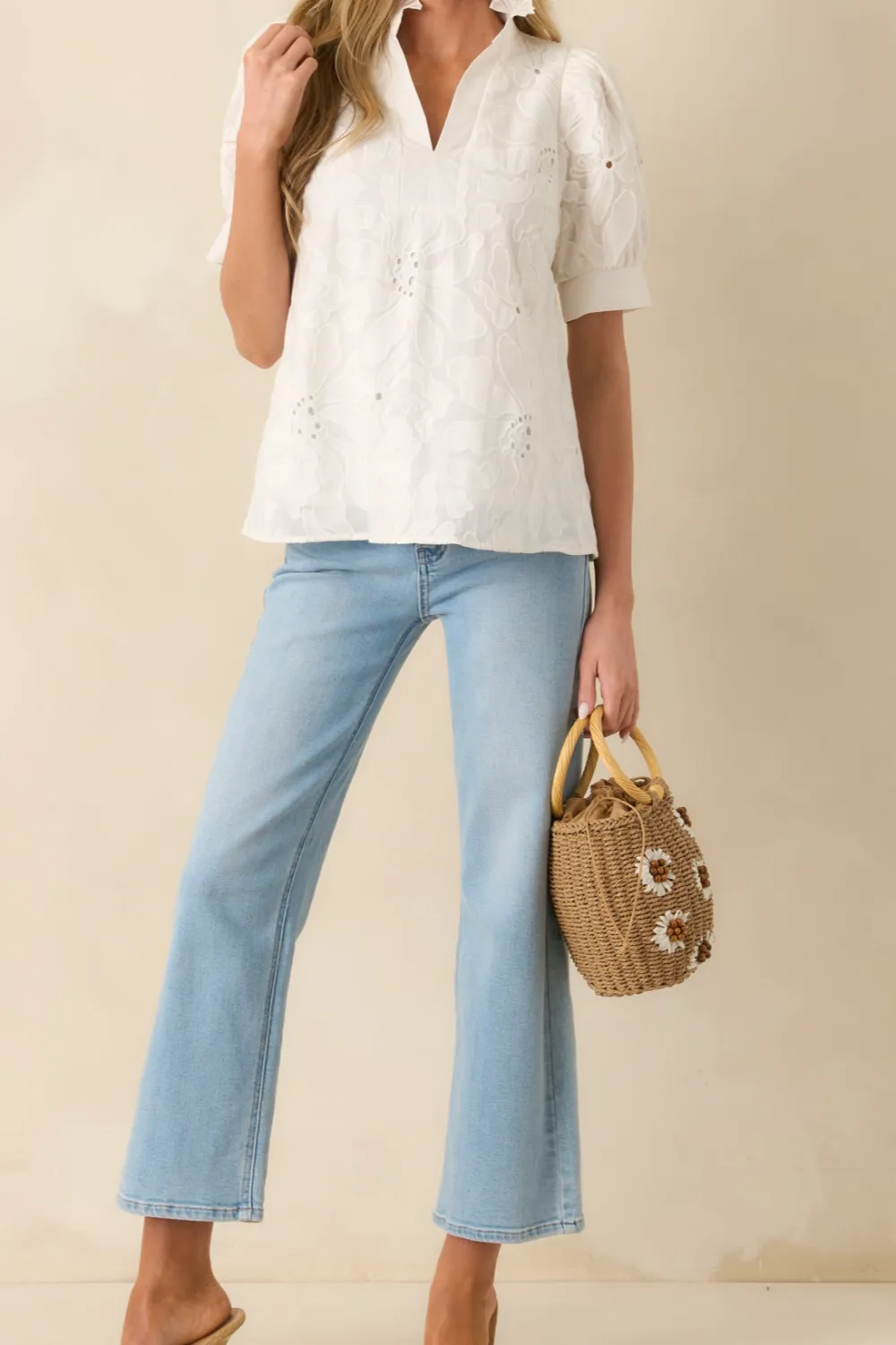 The Clouds Light Wash Cropped Wide Leg Jeans
