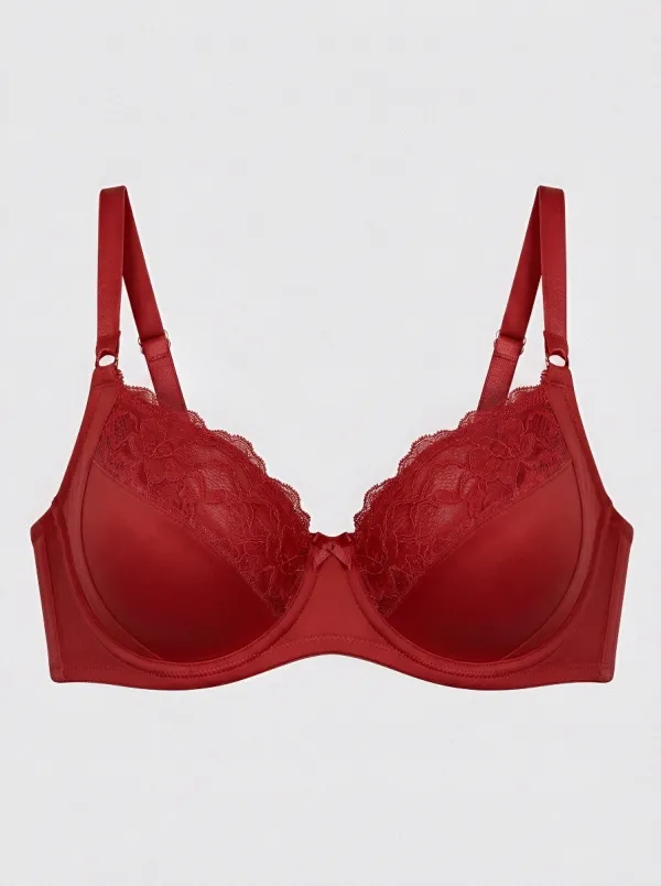 Women's Padded Underwire Lace-Trim Floral-Lace Bra