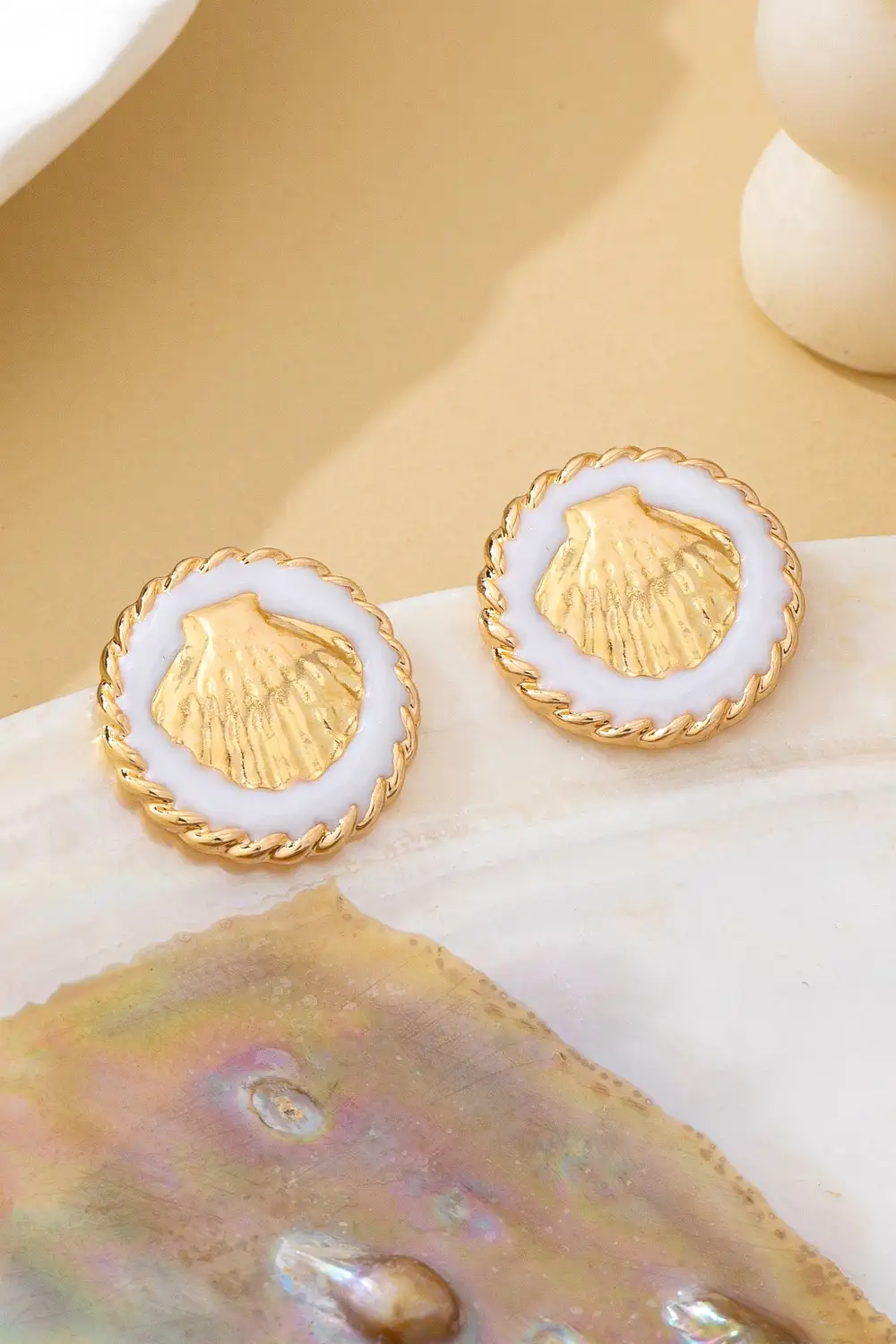 Nautical Seashell namel Stud arrings