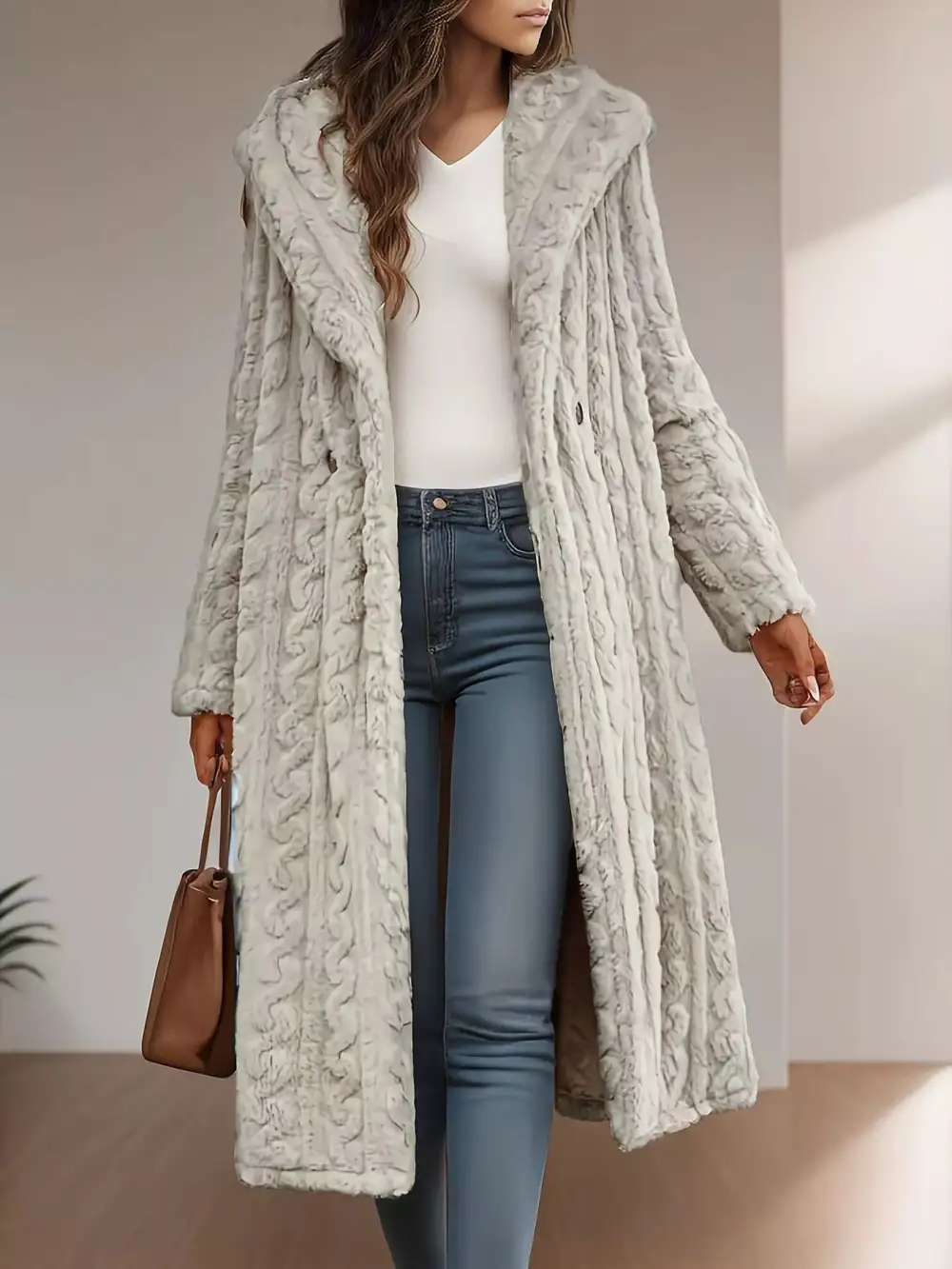Cozy Hooded Button Up Longline Outerwear
