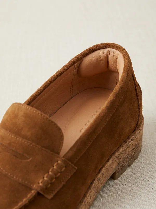 Women's Classic Penny Suede Wood Sole Loafers
