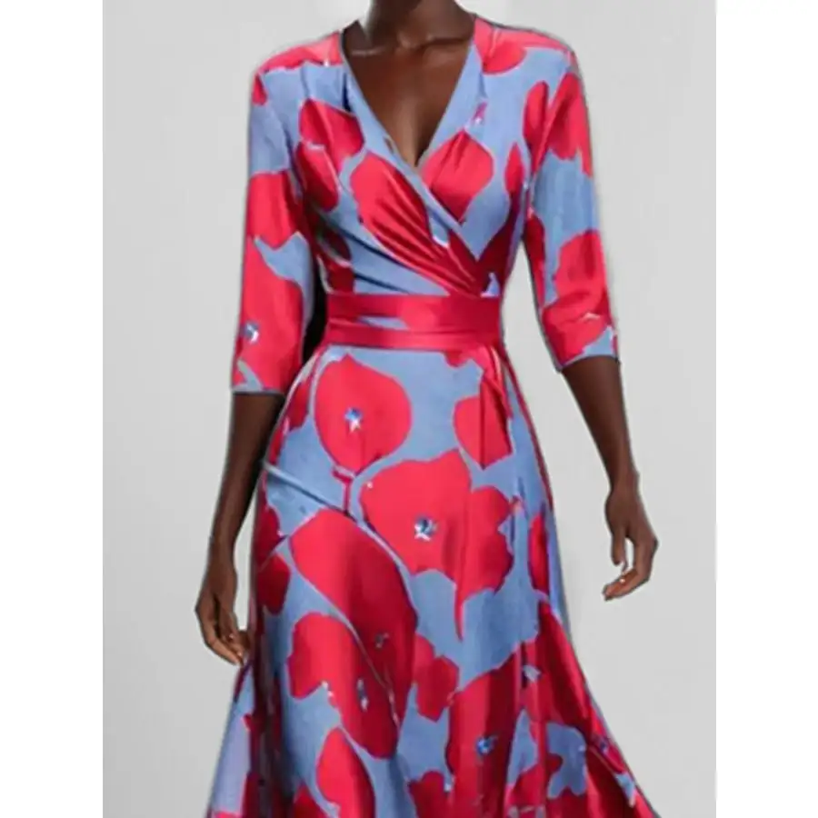 Floral Print Half Sleeve Maxi Dress