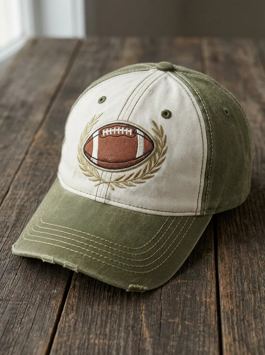 Unisex American Football Lover Wreath Embroidered Distressed Cap