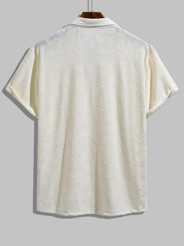 Men's Chinese style jacquard lapel short sleeve polo