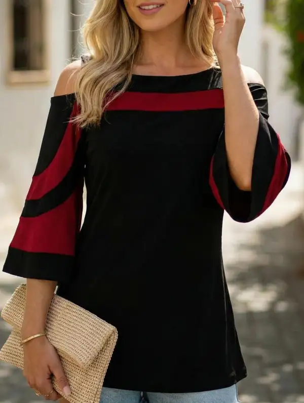 Off-Shoulder Flared Sleeve Top Tee