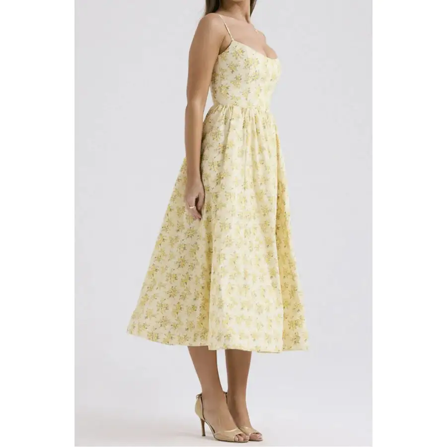 Modern Print Spaghetti Strap Midi Dress