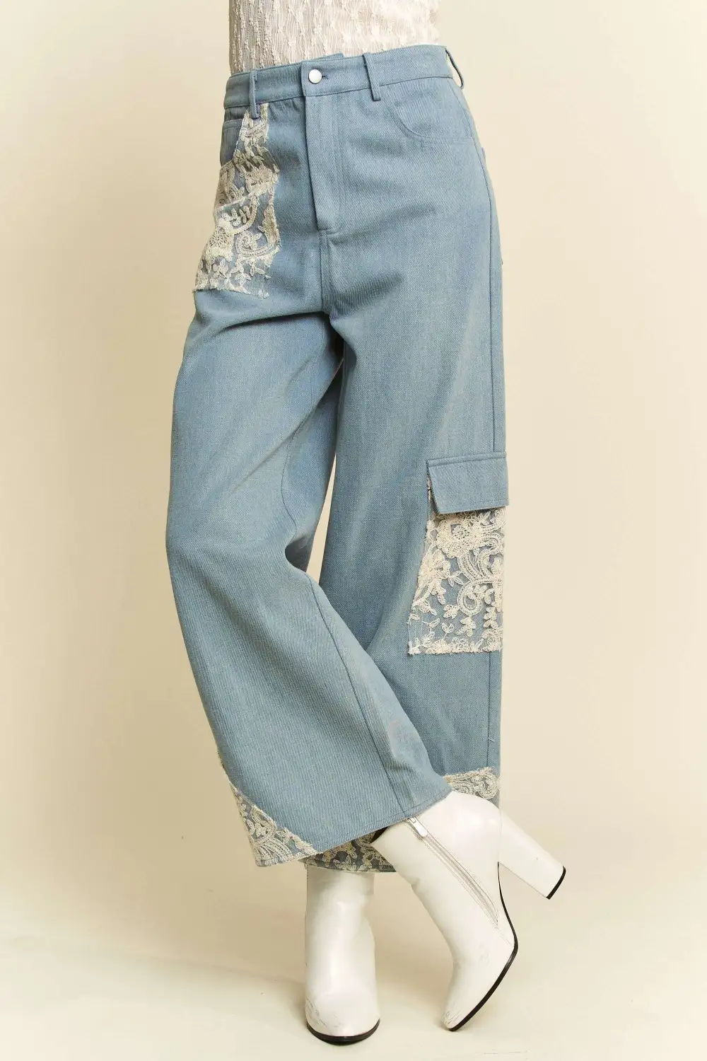 Ribbed Tiered Denim Jeans