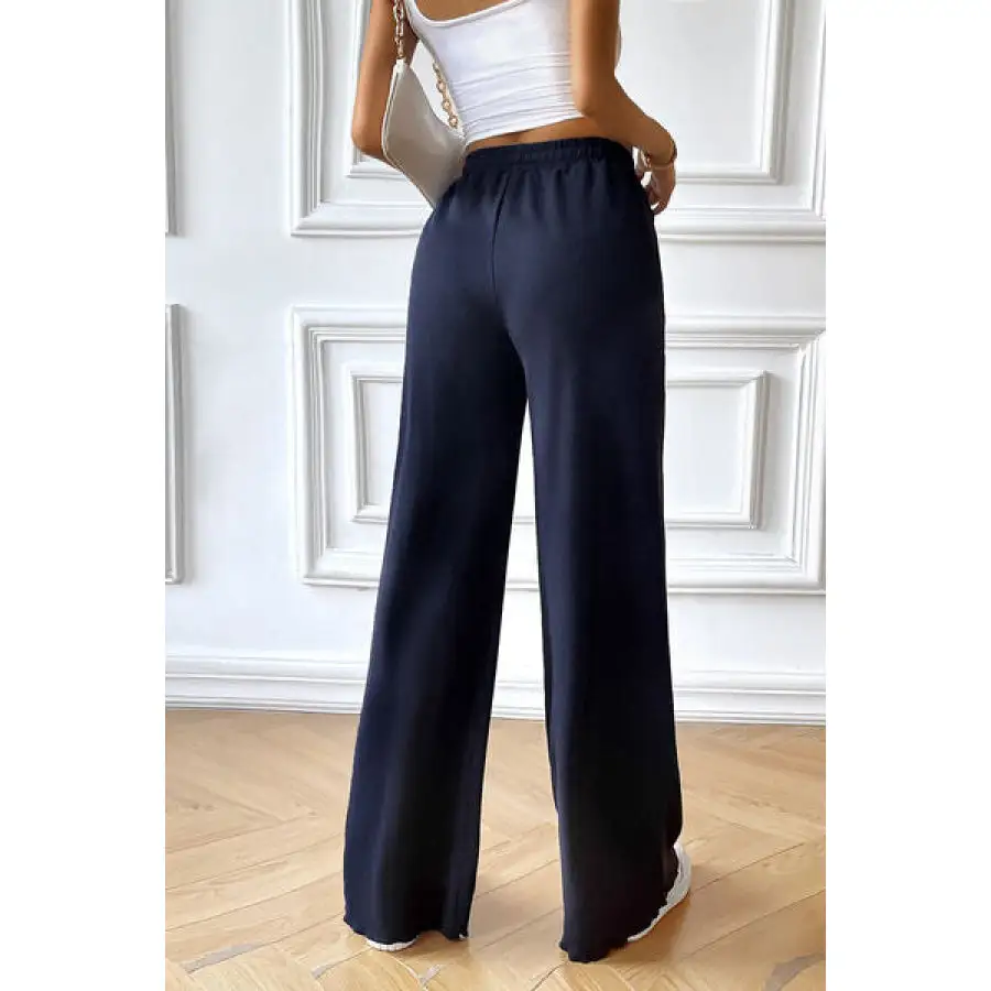 Drawstring Wide Leg Pants with Pocketed