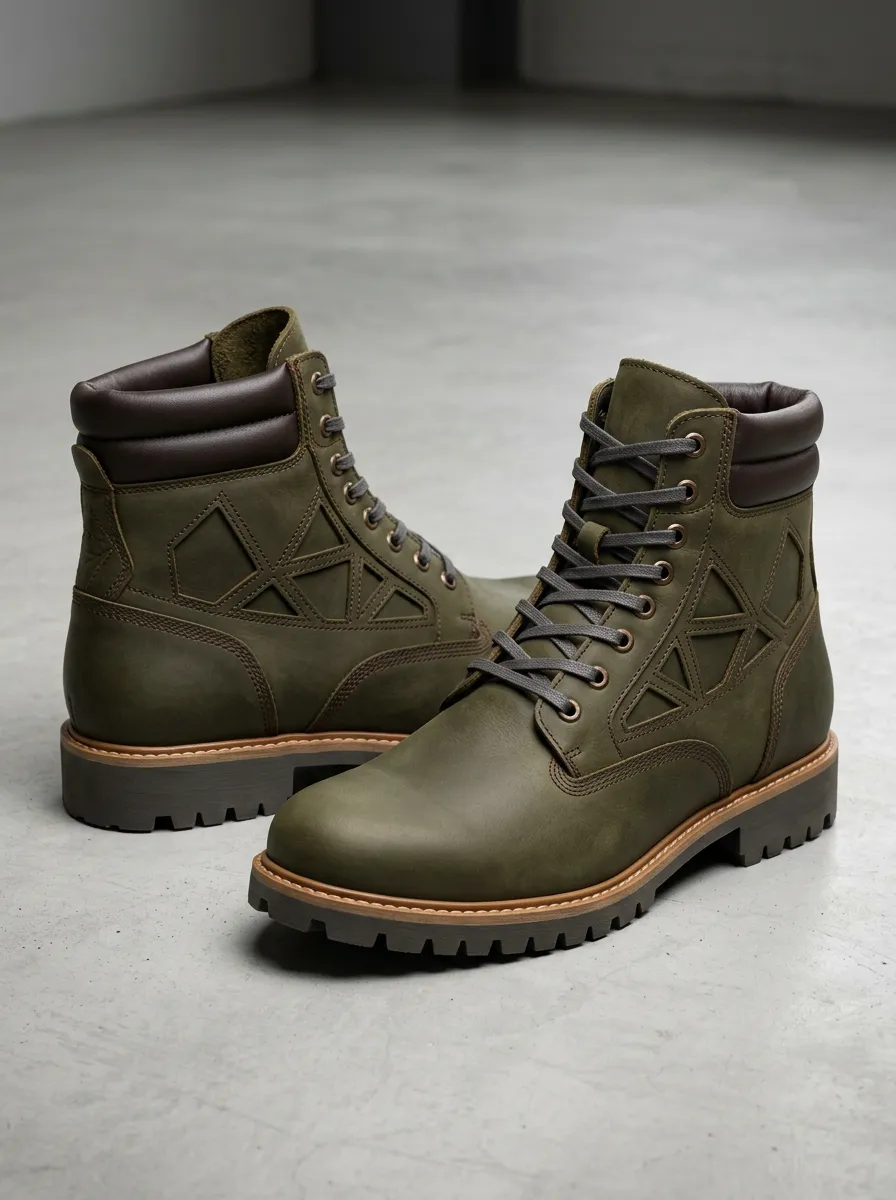 Unisex Geometric Pattern Print Work Boots