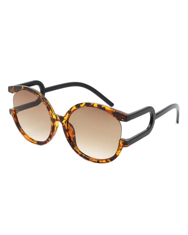 Textured Round Frame Sunglasses