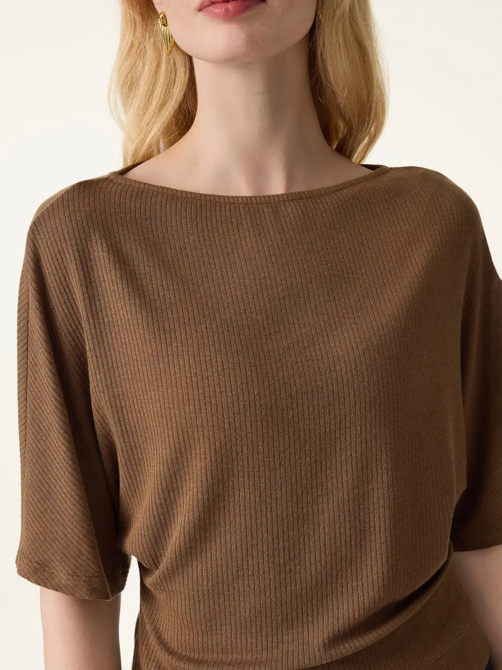 Soft Ribbed Boatneck Relaxed Top