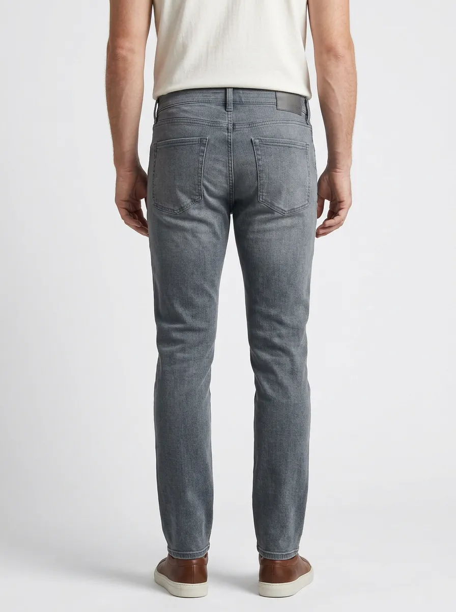 Men's Casual Grey Washed Slim Fit Stretch Jeans