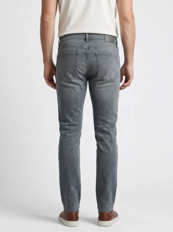 Men's Casual Grey Washed Slim Fit Stretch Jeans