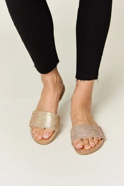 Open-Toe Rhinestone Heeled Sandals