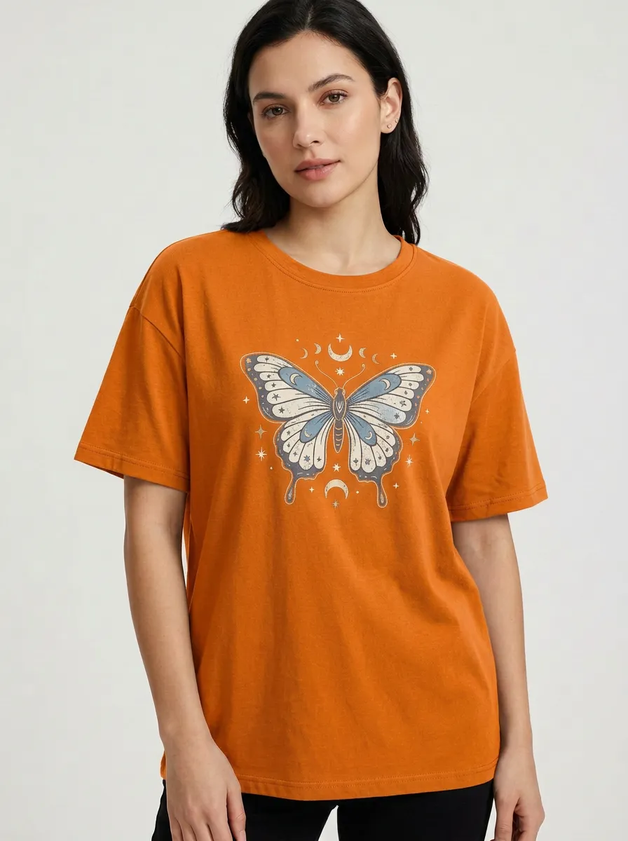 Women's Butterfly-Graphic Crewneck T-Shirt