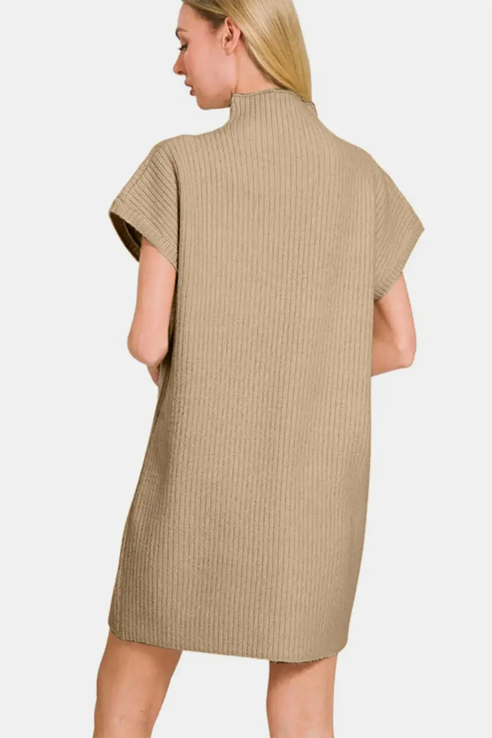 Elegant Short Sleeve Sweater Mini Dress