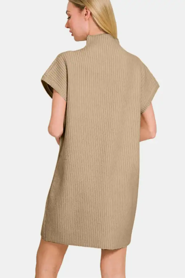 Elegant Short Sleeve Sweater Mini Dress
