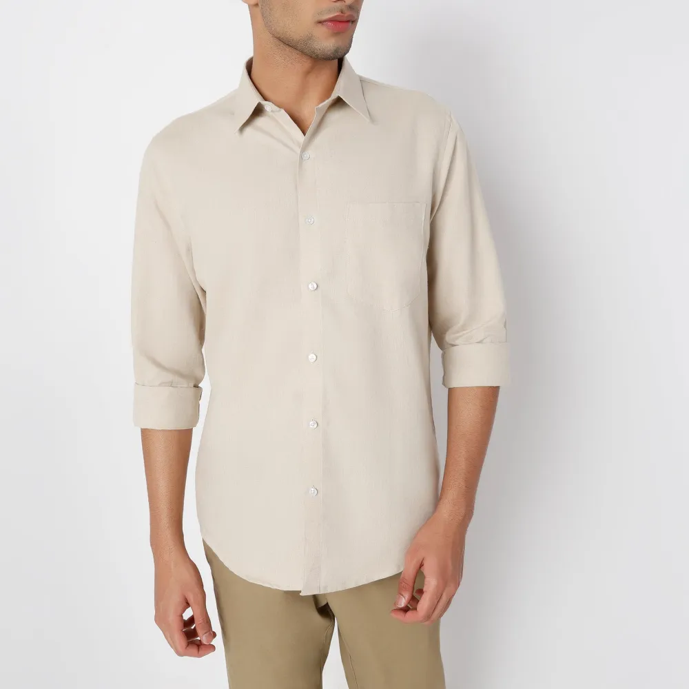 Easygoing Linen Casual Tailored Men's Formal Shirt