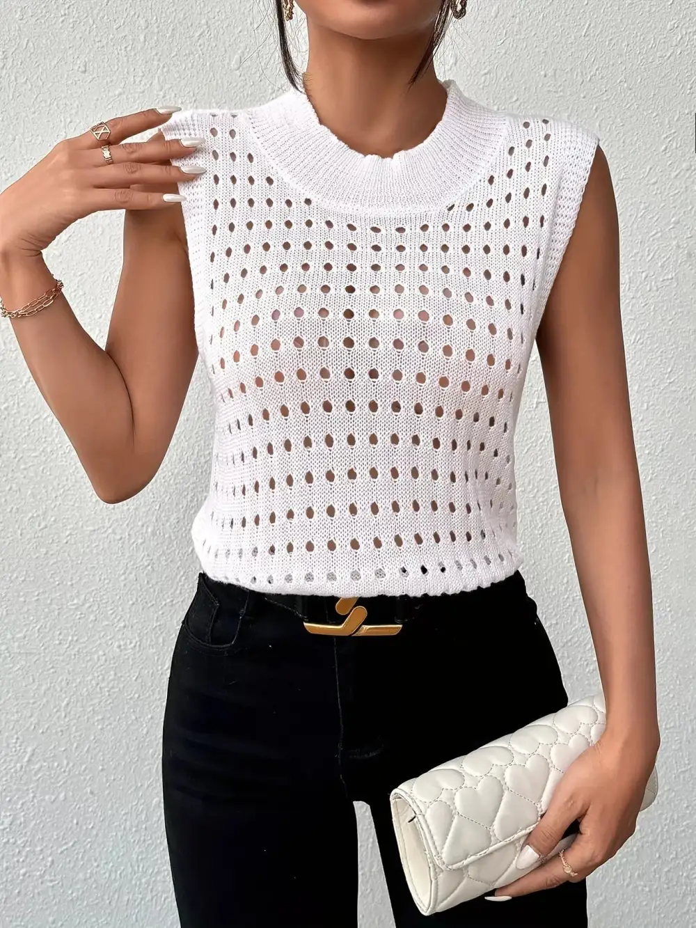 Round-Neck Knit Tank Top