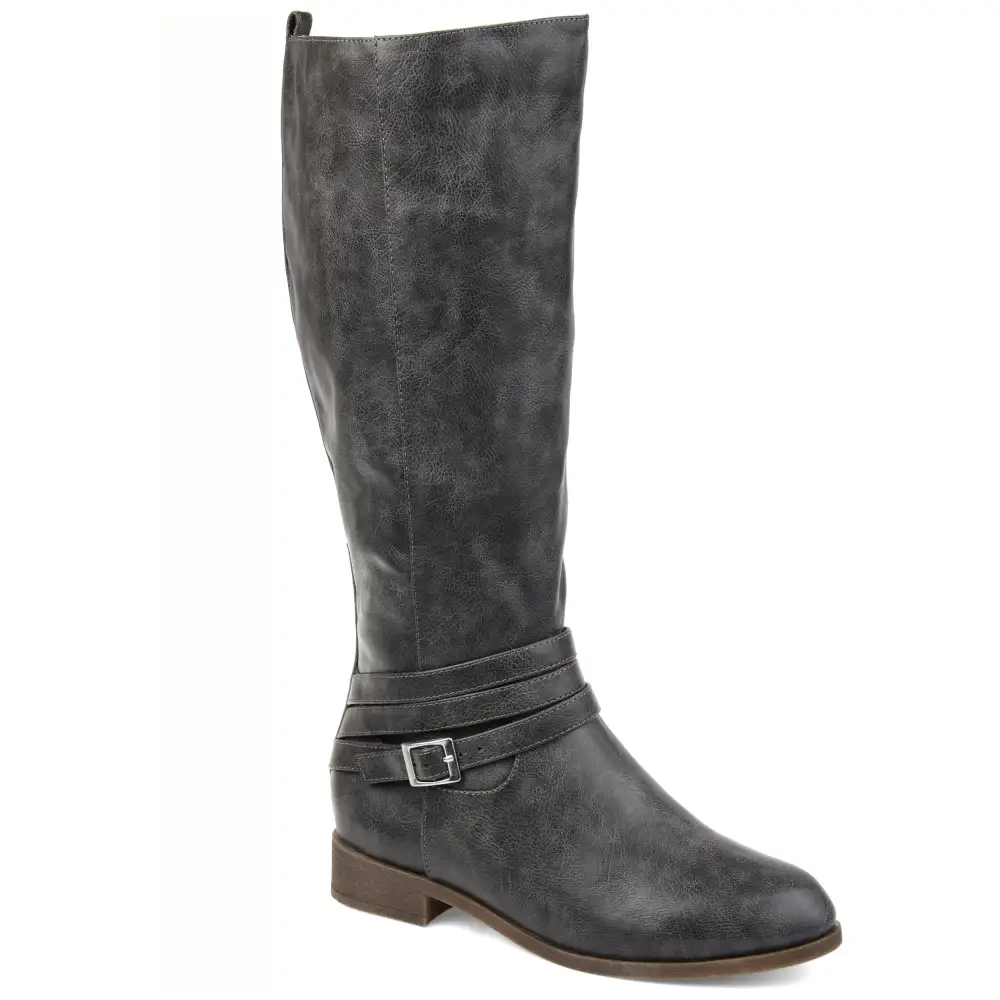 Layered Strap Mid Calf Boots