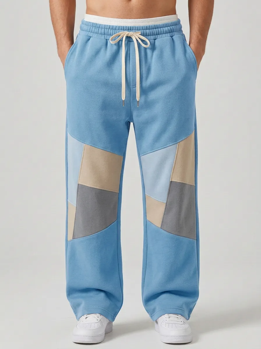 Unisex Patchwork Colorblock Graphic Joggers