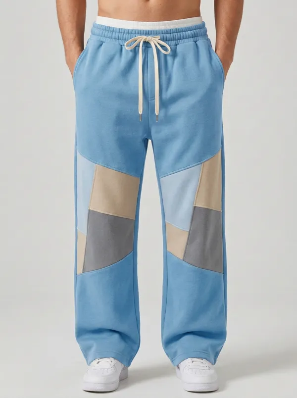 Unisex Patchwork Colorblock Graphic Joggers