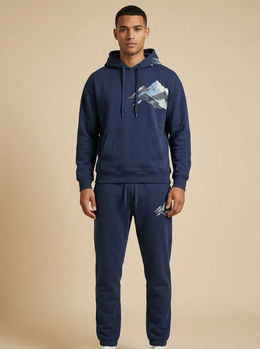 Men's Snow Peak Mountain Hoodie & Cuffed Jogger Set