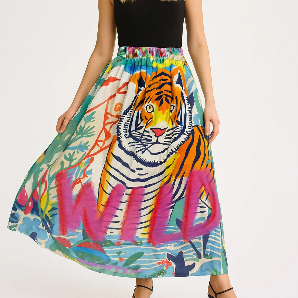 Tiger Print Casual Skirt